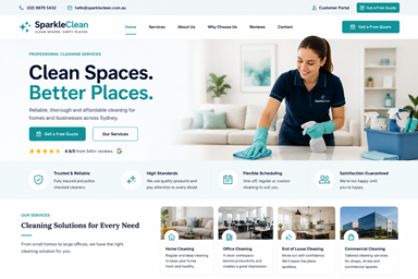 Cleaning website concept